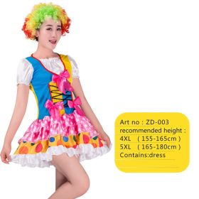 Halloween Adult Funny Circus Clown Naughty Cosplay Costumes For Men Women Carnival Christmas Party Clown Costume No Wig (Color: ZD-003, size: 5XL)