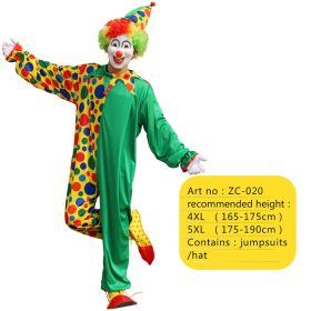 Halloween Adult Funny Circus Clown Naughty Cosplay Costumes For Men Women Carnival Christmas Party Clown Costume No Wig (Color: ZC-020, size: 4XL)