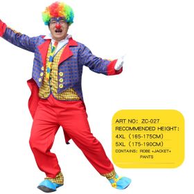 Halloween Adult Funny Circus Clown Naughty Cosplay Costumes For Men Women Carnival Christmas Party Clown Costume No Wig (Color: ZC-027, size: 4XL)