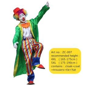 Halloween Adult Funny Circus Clown Naughty Cosplay Costumes For Men Women Carnival Christmas Party Clown Costume No Wig (Color: ZC-007, size: 4XL)