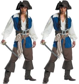 Halloween Mens Pirate Costume Jack Cosplay Party Stage Suit (size: L)