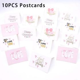 Valentines Day Banner Cute Bear Heart Ceiling Hanging Swirl Garland Valentines Decoration For Home Party Wedding Supplies Gift (Color: 10PCS Postcards)