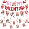 Valentines Day Banner Cute Bear Heart Ceiling Hanging Swirl Garland Valentines Decoration For Home Party Wedding Supplies Gift