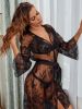 Sexy Lingerie Sheer Mesh Deep V Plunge Lace up Comfortable Outerwear Gown Uniform Suit